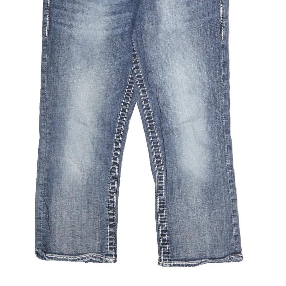 VIGOSS Womens Jeans Blue Regular Straight Denim Light W34 L24 Embroidered