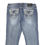 VIGOSS Womens Jeans Blue Regular Straight Denim Light W34 L24 Embroidered