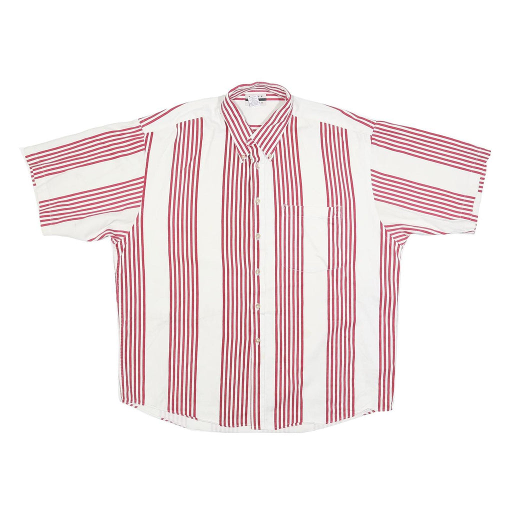 REVIEW BY BAXTER Mens White & Red Striped Button Down Shirt XL Cotton Blend