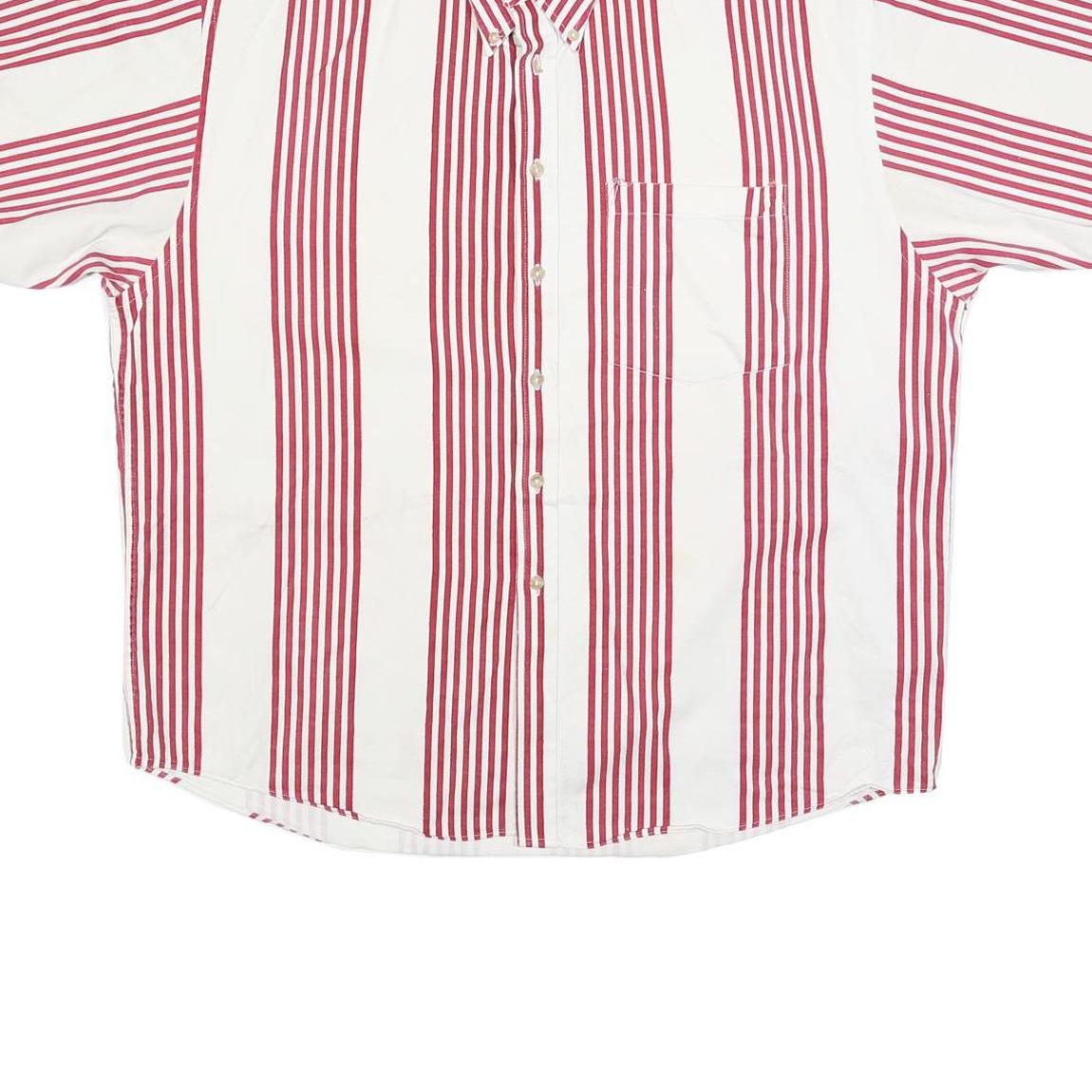 REVIEW BY BAXTER Mens White & Red Striped Button Down Shirt XL Cotton Blend