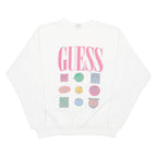 GUESS Womens Sweatshirt White Crew Neck ONE SIZE