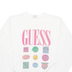 GUESS Womens Sweatshirt White Crew Neck ONE SIZE
