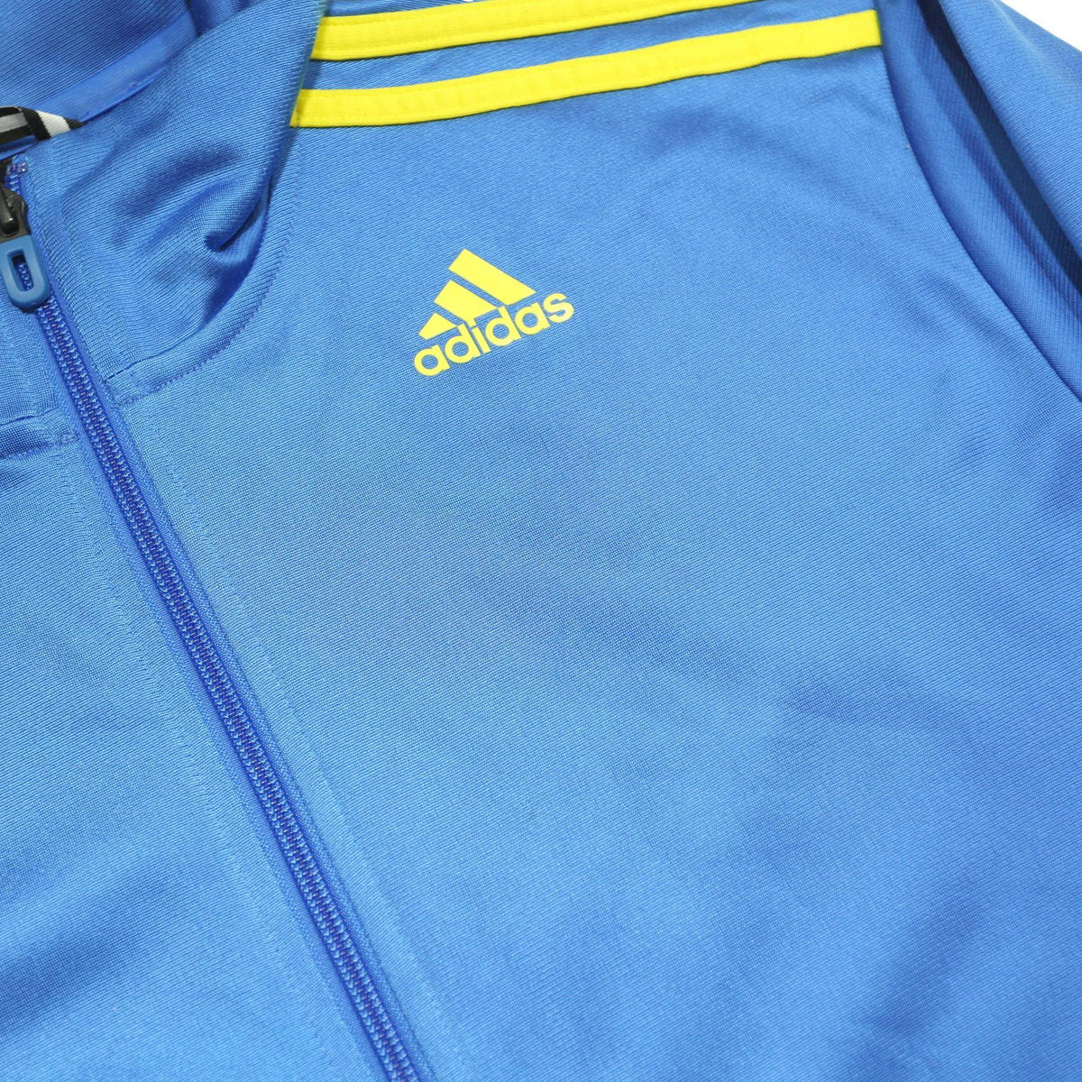ADIDAS Mens Blue & Yellow Jacket L Polyester Zip Sportswear Track Top
