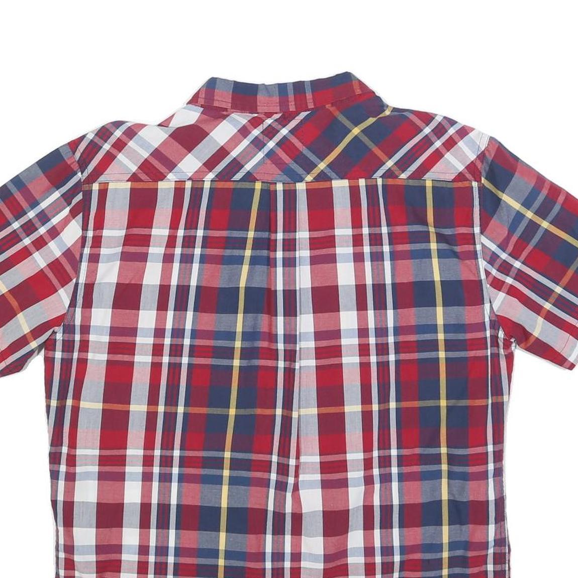 LEVI'S Mens Red Blue Plaid Shirt M Cotton Blend Short Sleeve Casual
