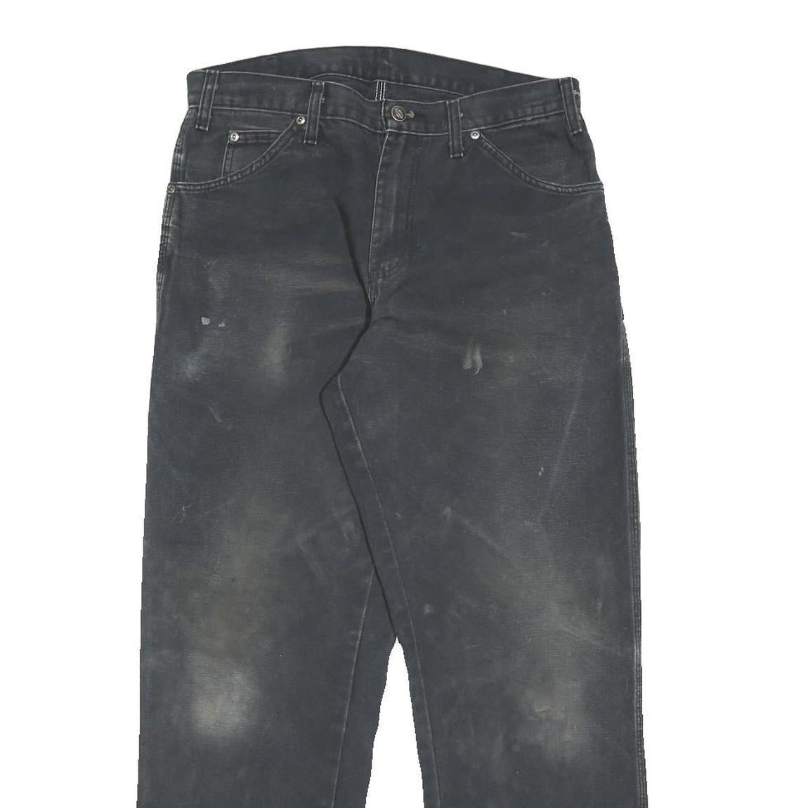 DICKIES Mens Cotton Black Relaxed Straight Trousers W29 L32 Workwear Zip Closure