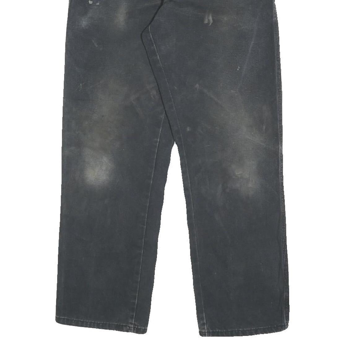 DICKIES Mens Cotton Black Relaxed Straight Trousers W29 L32 Workwear Zip Closure