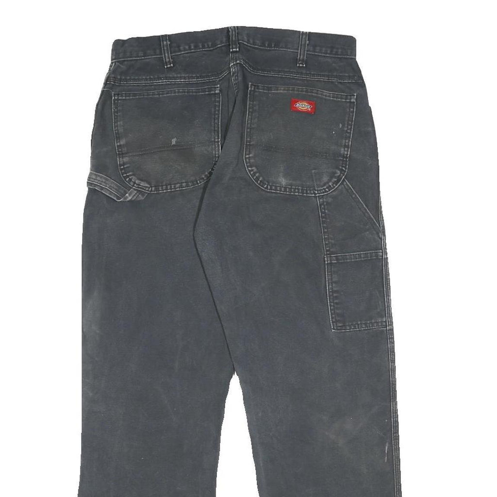 DICKIES Mens Cotton Black Relaxed Straight Trousers W29 L32 Workwear Zip Closure