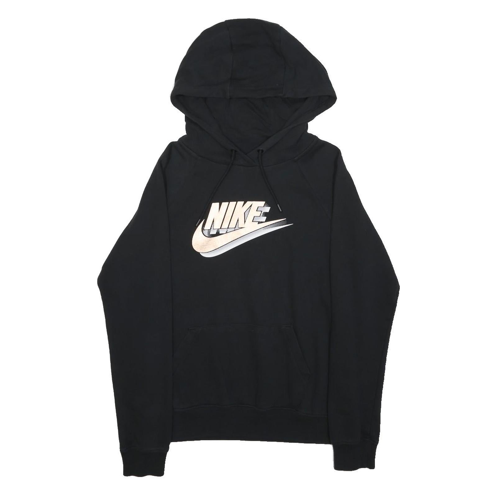 NIKE Womens Black Hoodie XS Cotton Blend Pullover Swoosh Logo