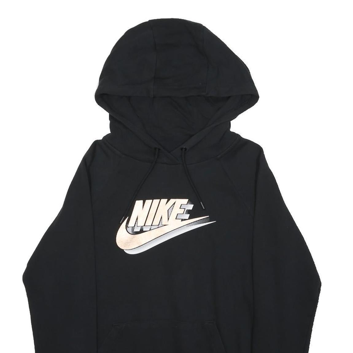 NIKE Womens Black Hoodie XS Cotton Blend Pullover Swoosh Logo
