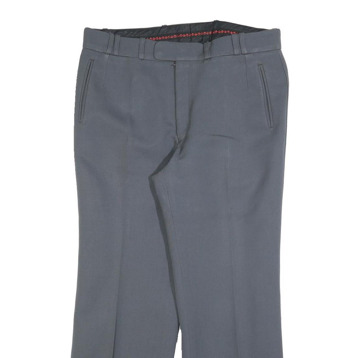 BRUNEX Mens Grey Regular Straight Trousers W34 L30 Classic Zip Closure