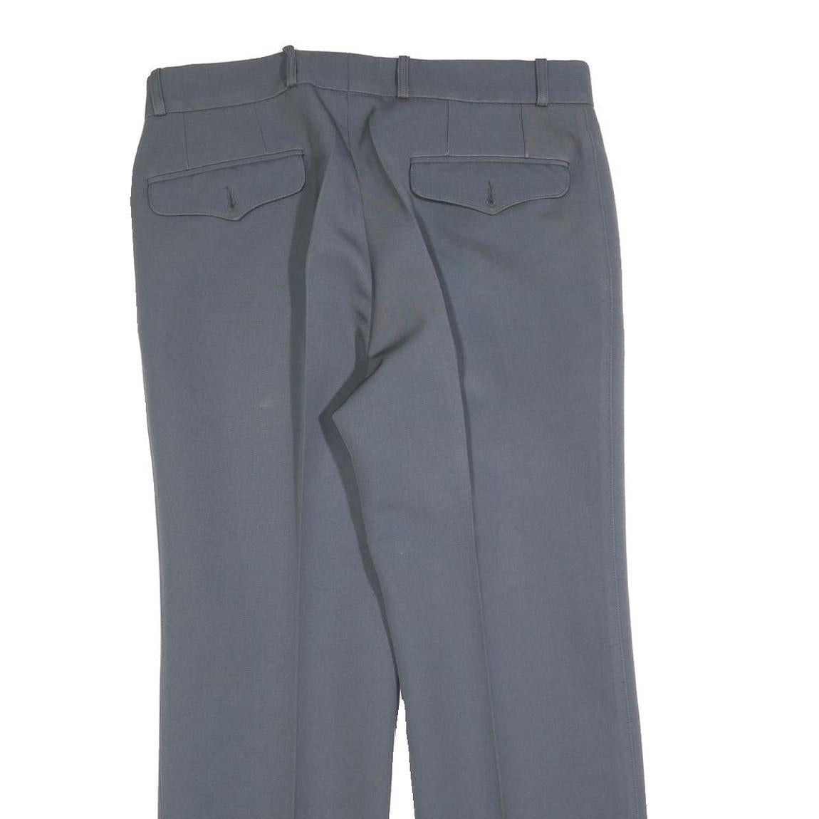 BRUNEX Mens Grey Regular Straight Trousers W34 L30 Classic Zip Closure