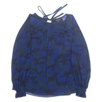 BANANA REPUBLIC Womens Printed Blouse Blue Long Sleeve Camouflage S