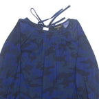 BANANA REPUBLIC Womens Printed Blouse Blue Long Sleeve Camouflage S
