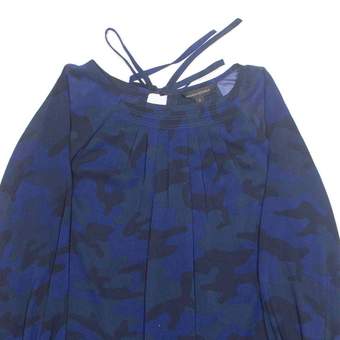 BANANA REPUBLIC Womens Printed Blouse Blue Long Sleeve Camouflage S