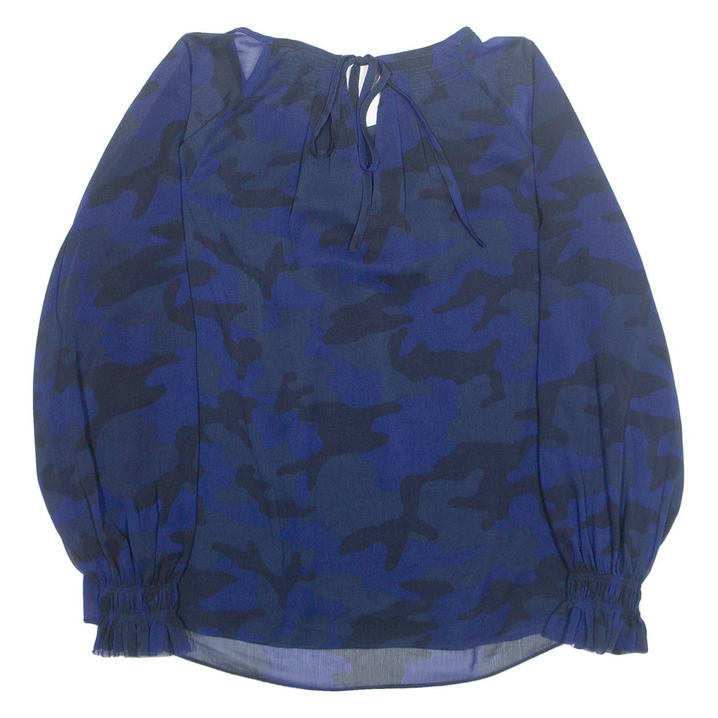 BANANA REPUBLIC Womens Printed Blouse Blue Long Sleeve Camouflage S