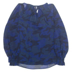BANANA REPUBLIC Womens Printed Blouse Blue Long Sleeve Camouflage S