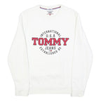 TOMMY HILFIGER Mens White Crew Neck M Sweatshirt Cotton Blend Pullover