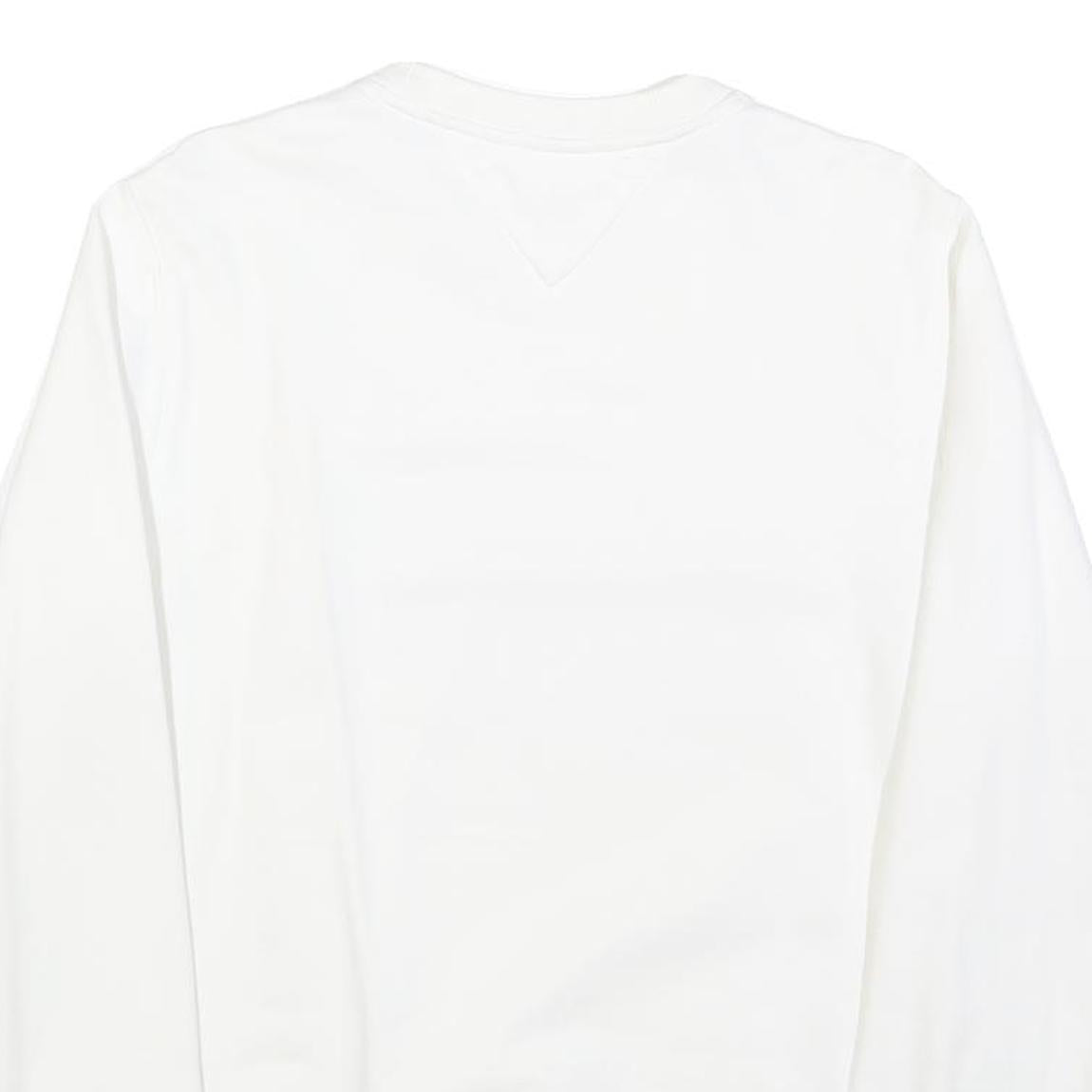 TOMMY HILFIGER Mens White Crew Neck M Sweatshirt Cotton Blend Pullover