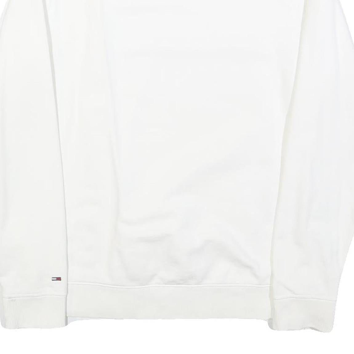 TOMMY HILFIGER Mens White Crew Neck M Sweatshirt Cotton Blend Pullover