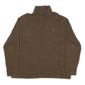 POLO RALPH LAUREN Mens Brown Cotton Blend Plain Half Zip Jumper 2XL Pullover