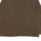 POLO RALPH LAUREN Mens Brown Cotton Blend Plain Half Zip Jumper 2XL Pullover