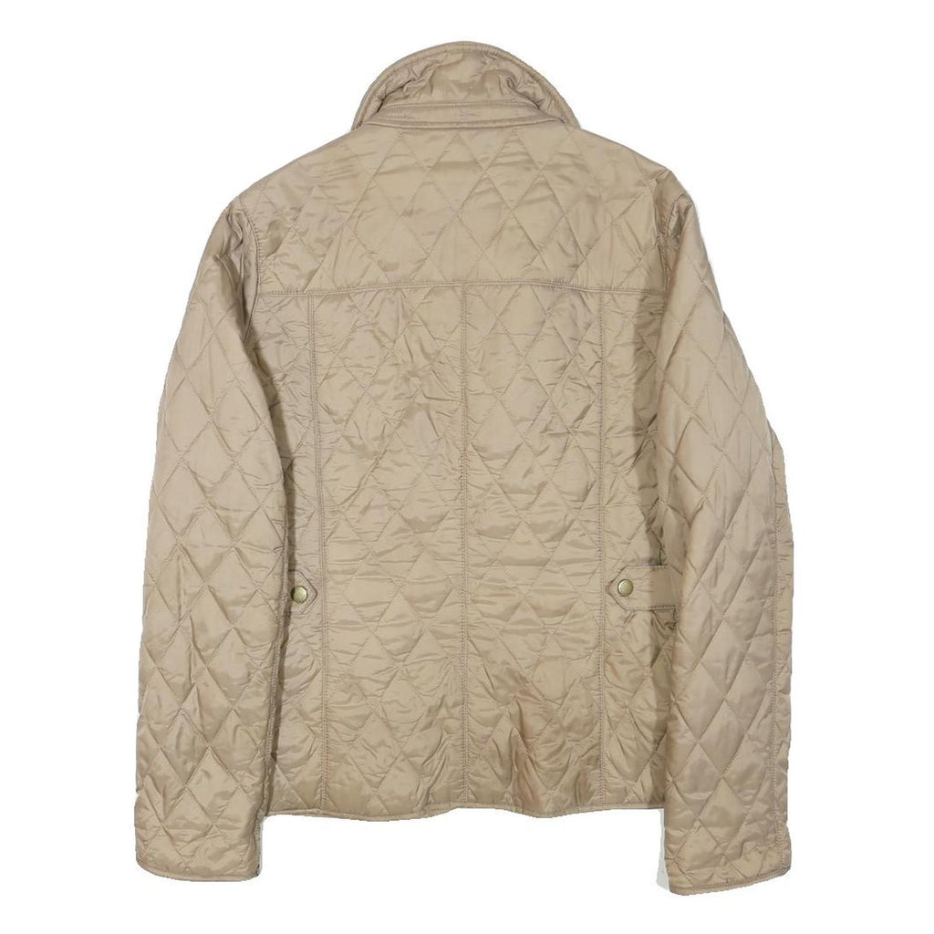 BARBOUR Womens Beige Quilted Jacket S Polyester Blend Button Front Floral Lining