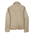 BARBOUR Womens Beige Quilted Jacket S Polyester Blend Button Front Floral Lining
