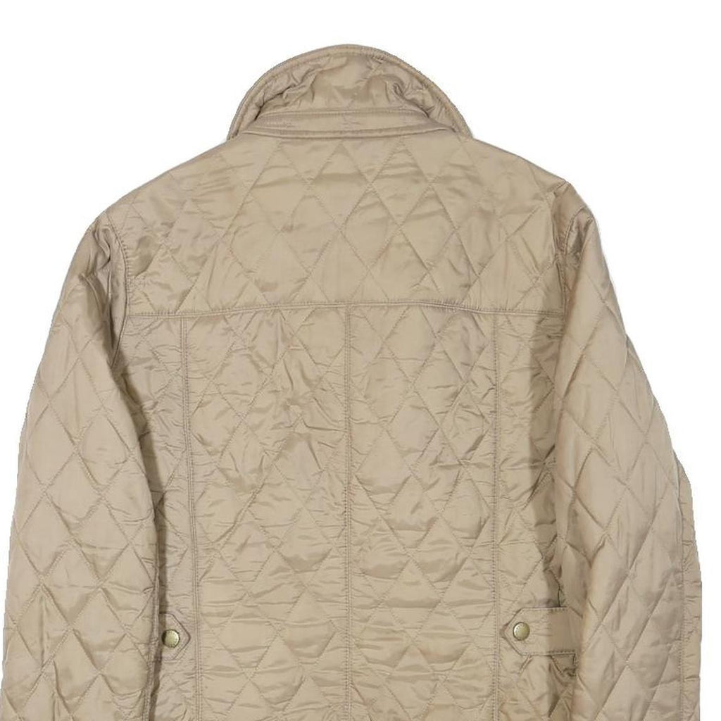 BARBOUR Womens Beige Quilted Jacket S Polyester Blend Button Front Floral Lining