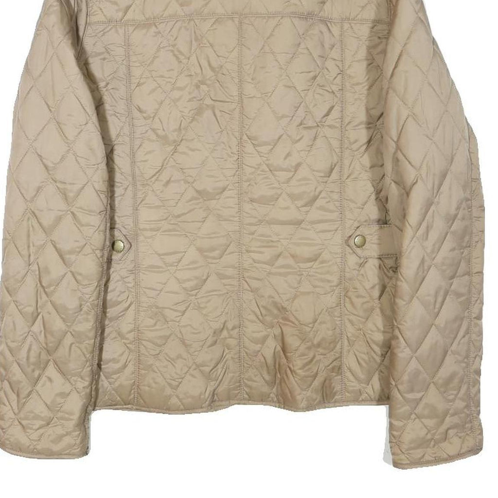 BARBOUR Womens Beige Quilted Jacket S Polyester Blend Button Front Floral Lining