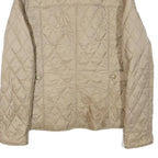 BARBOUR Womens Beige Quilted Jacket S Polyester Blend Button Front Floral Lining