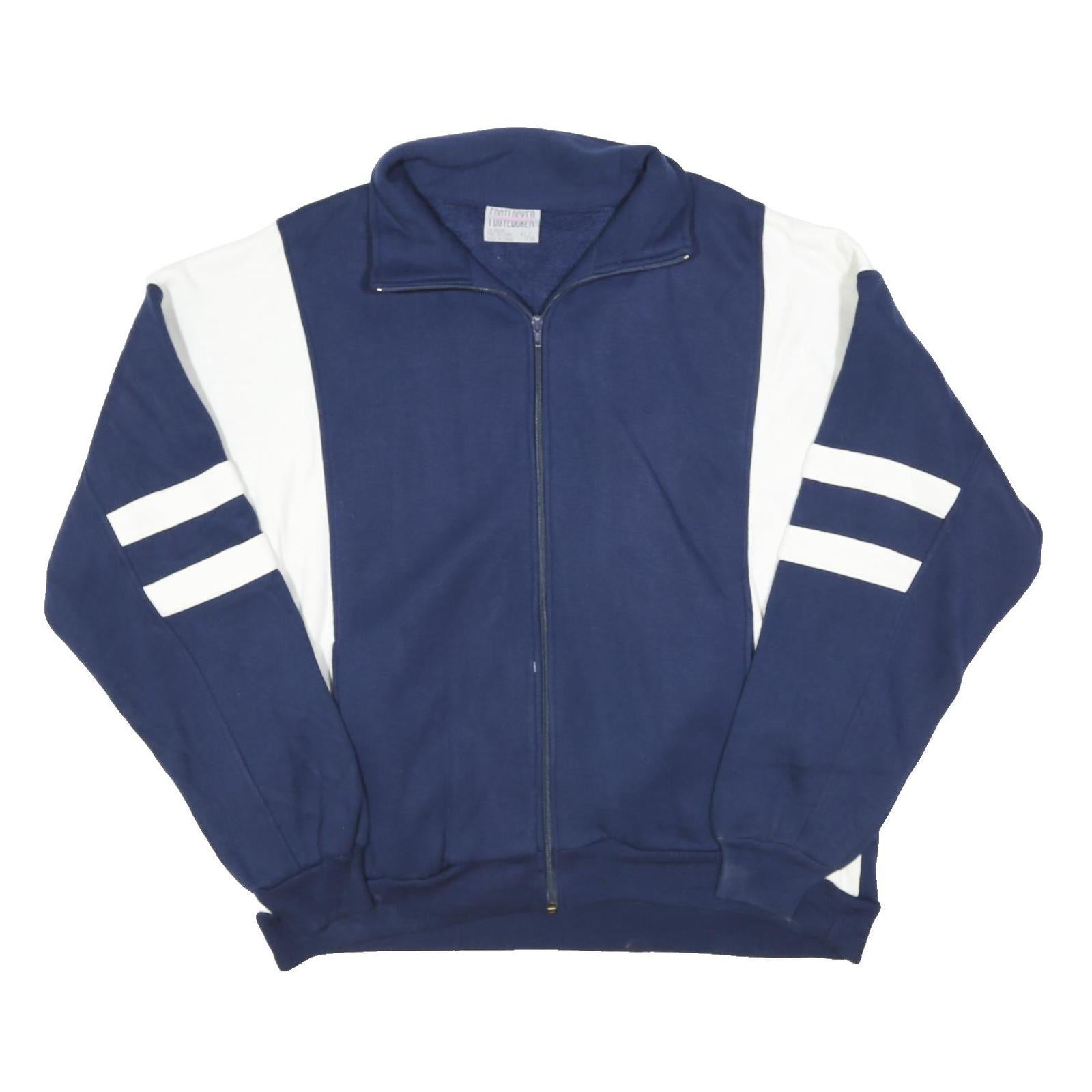 FOOTLOCKER Mens Navy Blue White Zip Up Sweatshirt XL Athletic Retro Style