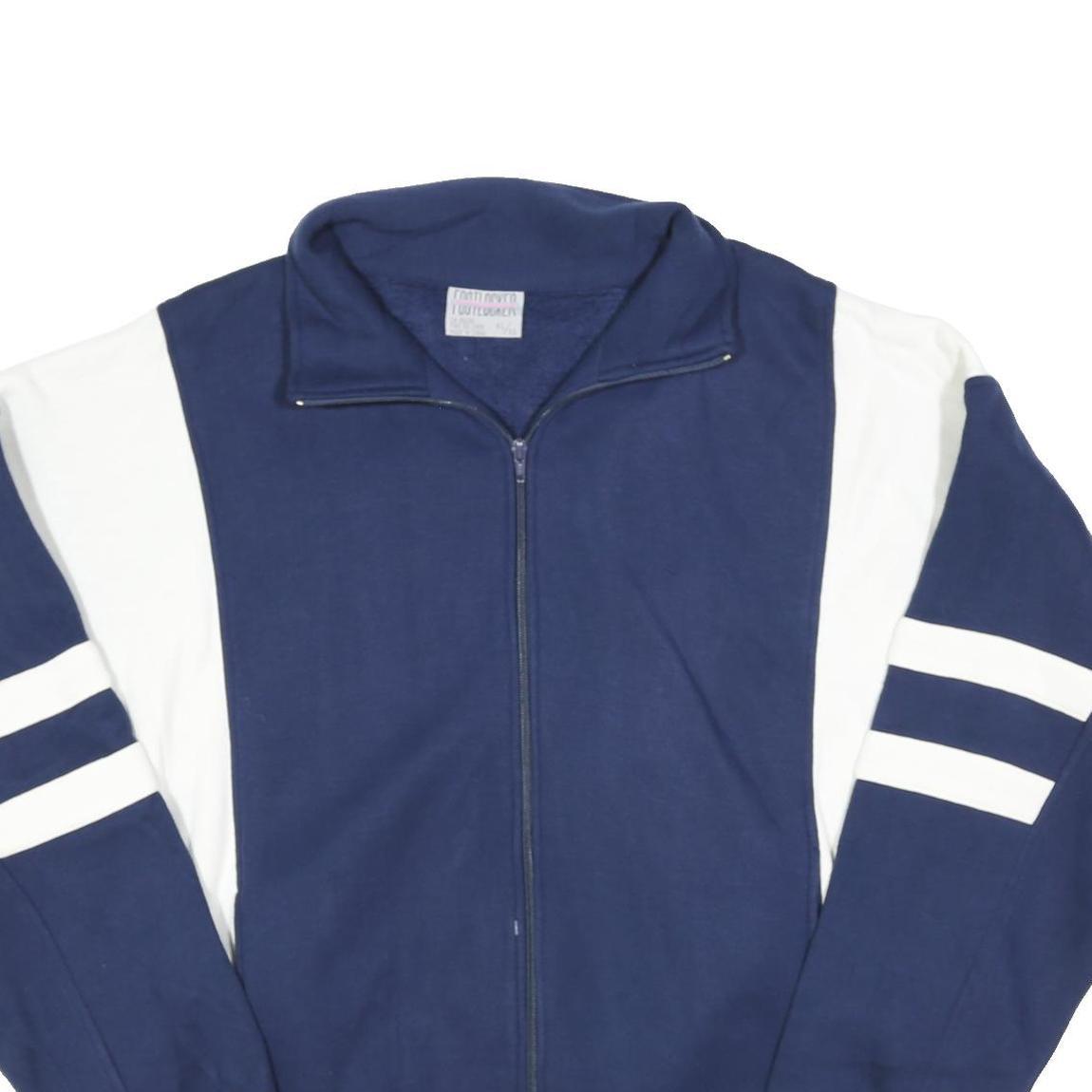 FOOTLOCKER Mens Navy Blue White Zip Up Sweatshirt XL Athletic Retro Style