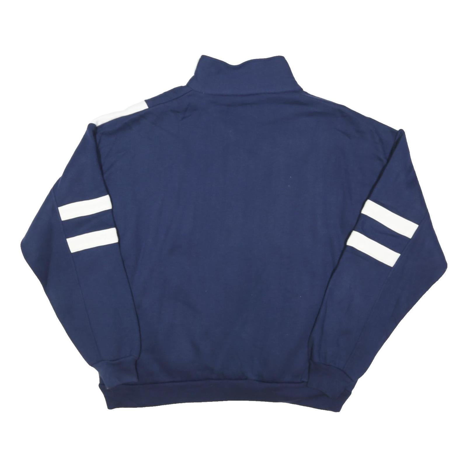 FOOTLOCKER Mens Navy Blue White Zip Up Sweatshirt XL Athletic Retro Style