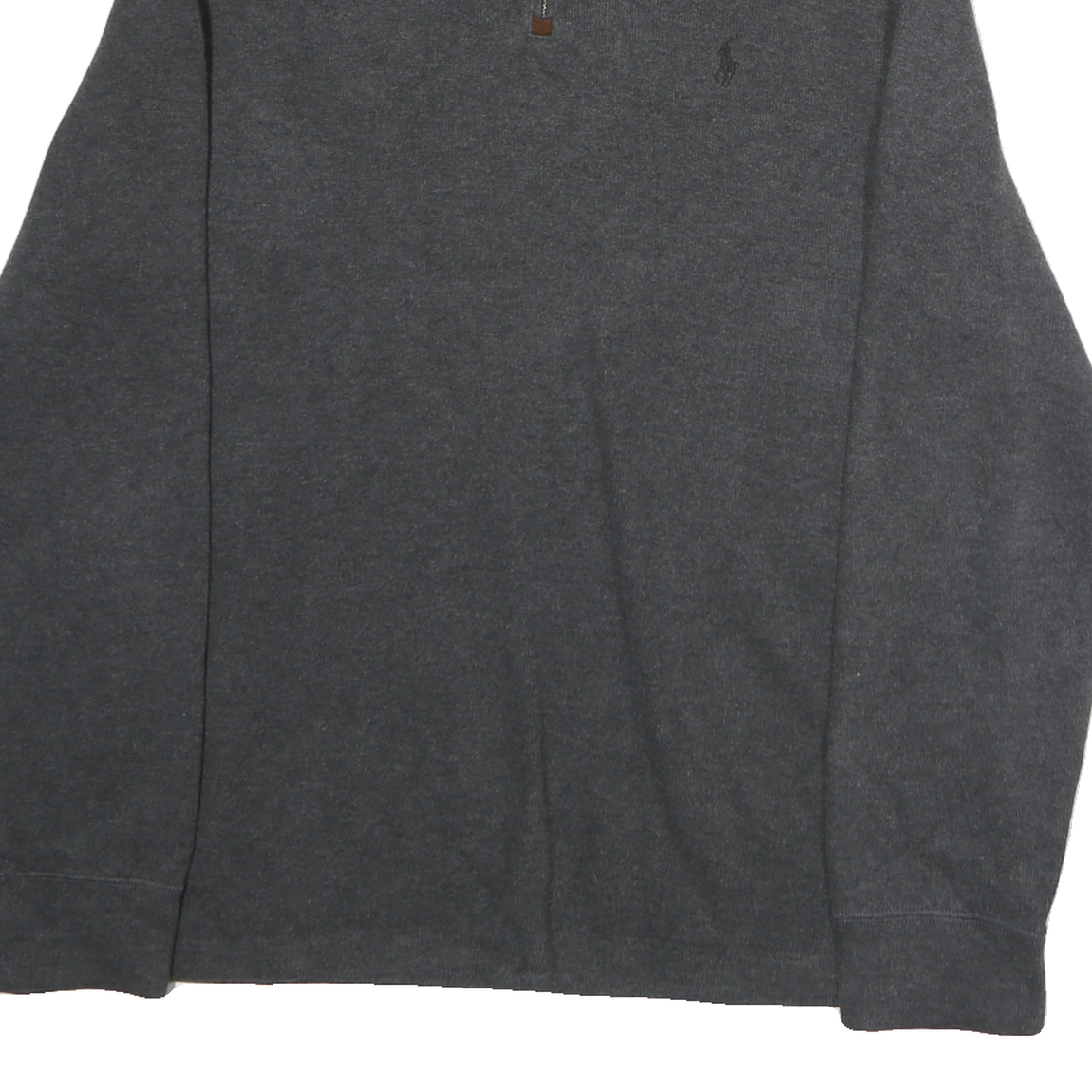 POLO RALPH LAUREN Mens Grey Pullover Plain Crew Neck Basic Knit Jumper L Cotton