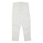 ZARA Mens Cotton Blend White Relaxed Cargo Trousers W30 L29 Casual Zip Closure