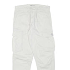 ZARA Mens Cotton Blend White Relaxed Cargo Trousers W30 L29 Casual Zip Closure