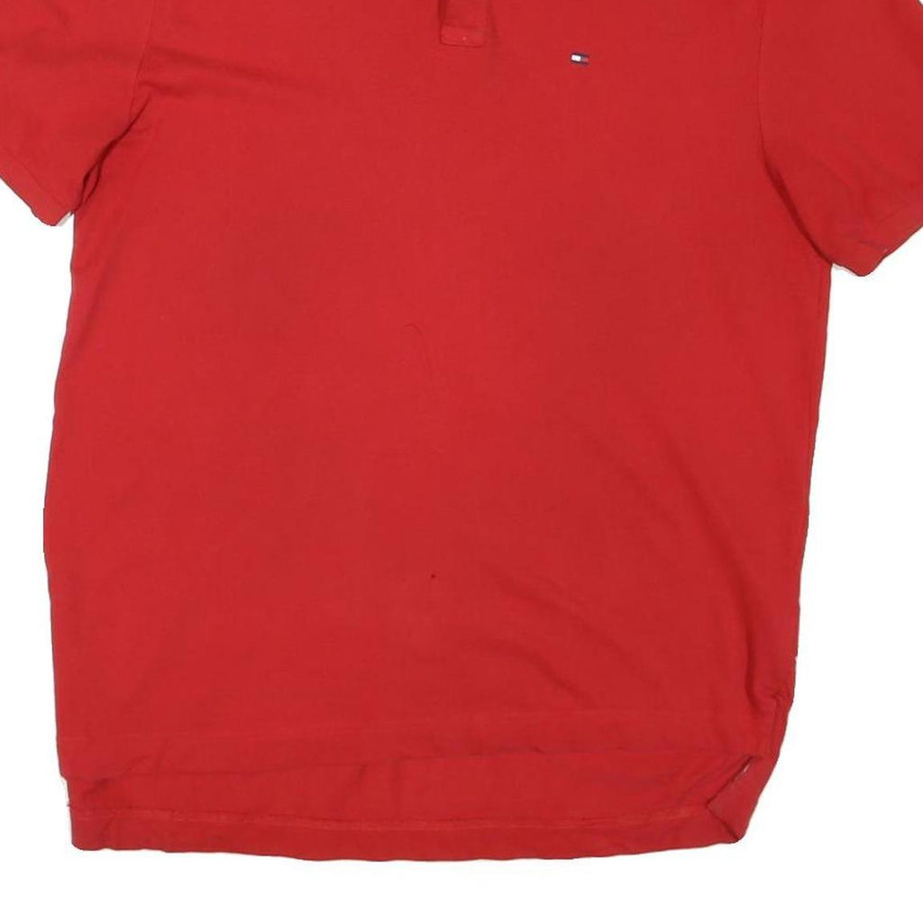 TOMMY HILFIGER Mens Red Polo Shirt Short Sleeve Logo Embroidered M Cotton Blend