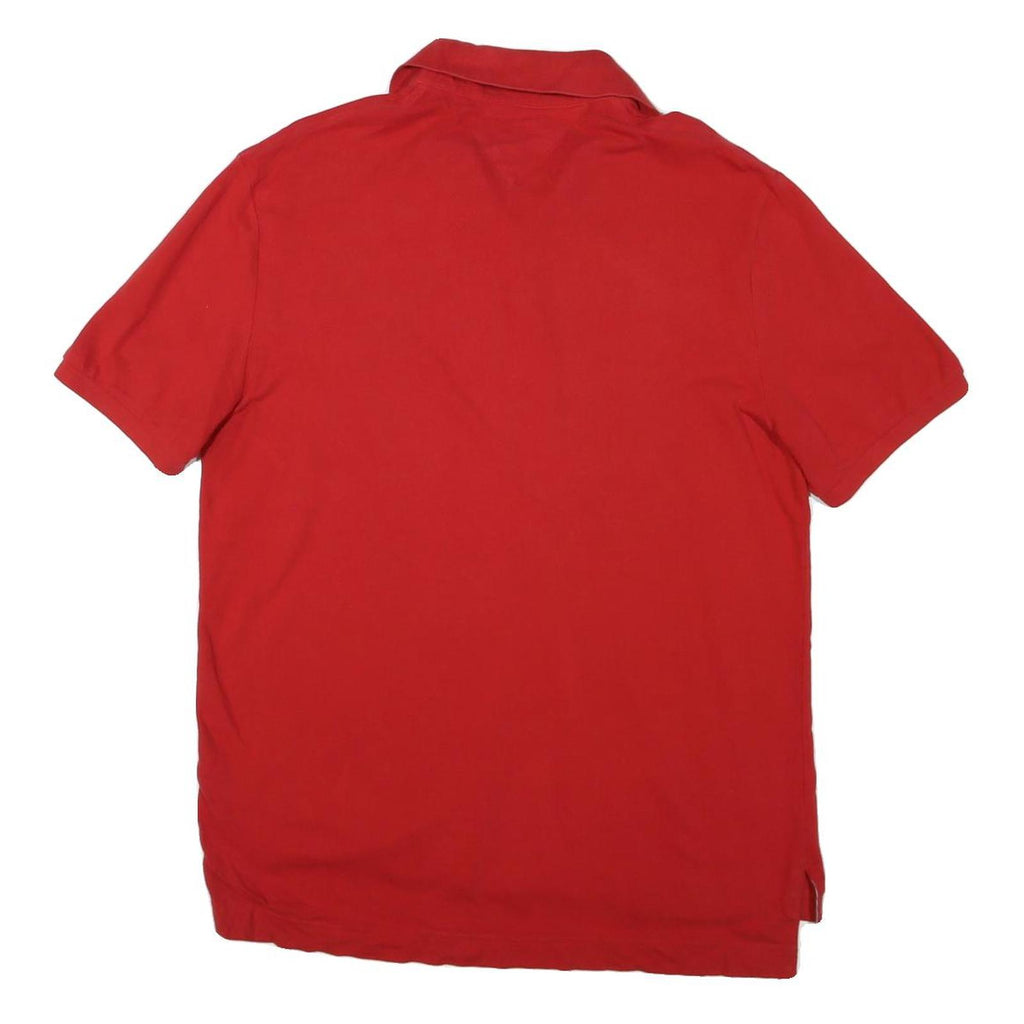 TOMMY HILFIGER Mens Red Polo Shirt Short Sleeve Logo Embroidered M Cotton Blend