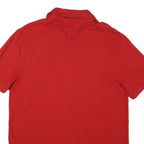 TOMMY HILFIGER Mens Red Polo Shirt Short Sleeve Logo Embroidered M Cotton Blend