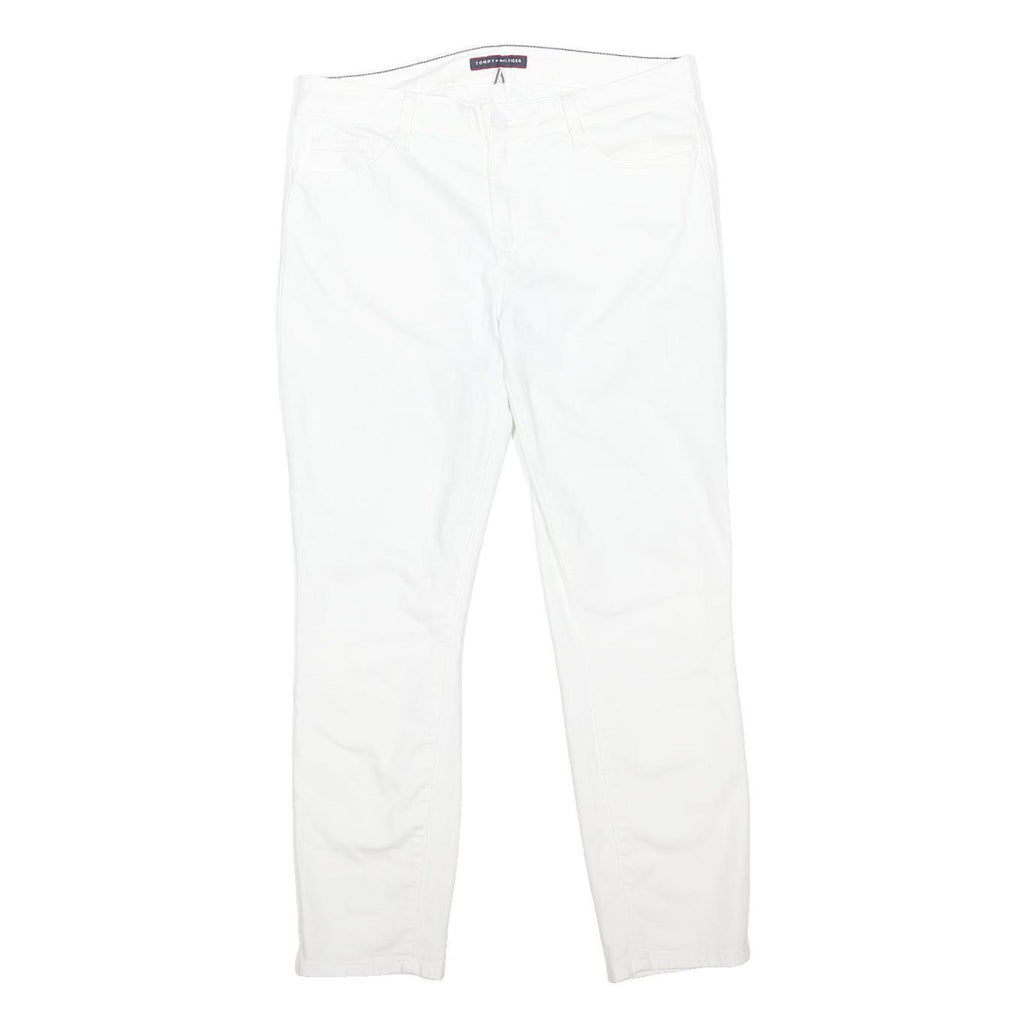 TOMMY HILFIGER Womens Slim White Jeans Cotton Blend W32 L27 Button Closure