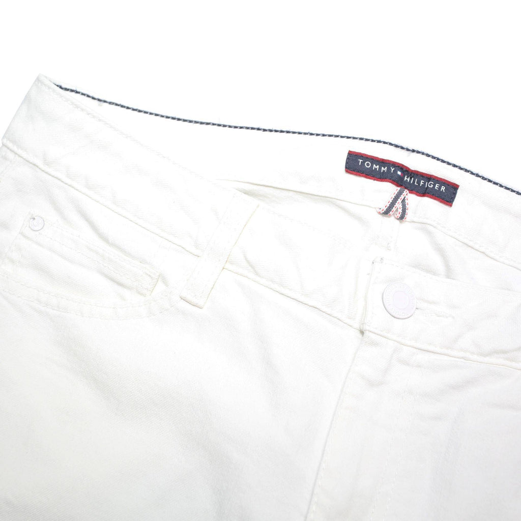 TOMMY HILFIGER Womens Slim White Jeans Cotton Blend W32 L27 Button Closure