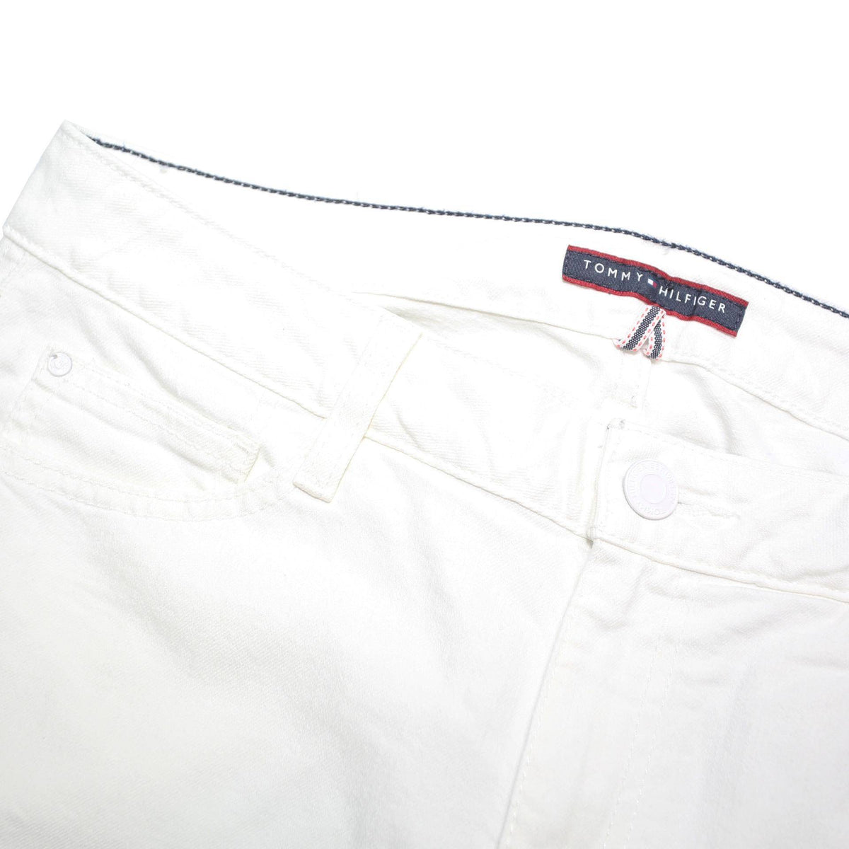 TOMMY HILFIGER Womens Slim White Jeans Cotton Blend W32 L27 Button Closure