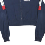ELLESSE Womens Navy Blue & White Track Jacket L Cotton Blend Zip Crop