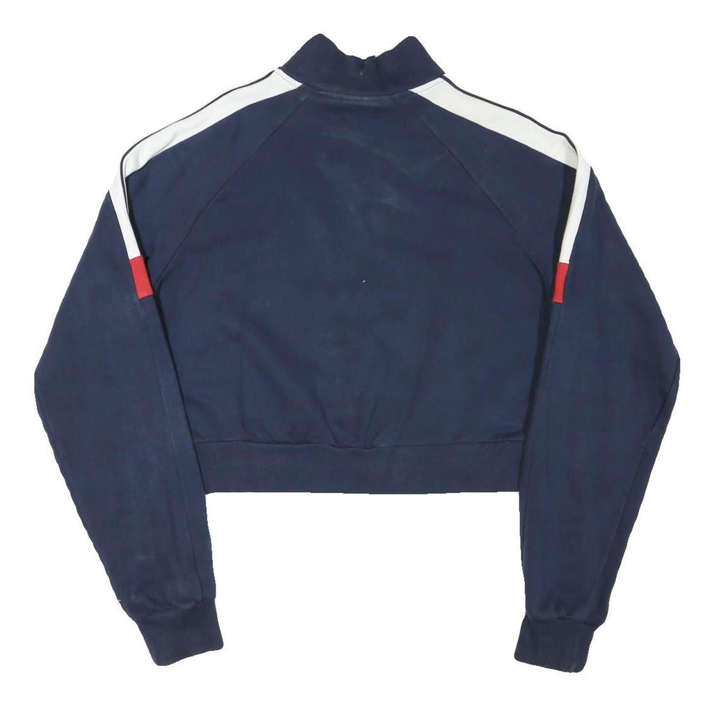 ELLESSE Womens Navy Blue & White Track Jacket L Cotton Blend Zip Crop