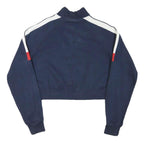 ELLESSE Womens Navy Blue & White Track Jacket L Cotton Blend Zip Crop