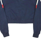 ELLESSE Womens Navy Blue & White Track Jacket L Cotton Blend Zip Crop