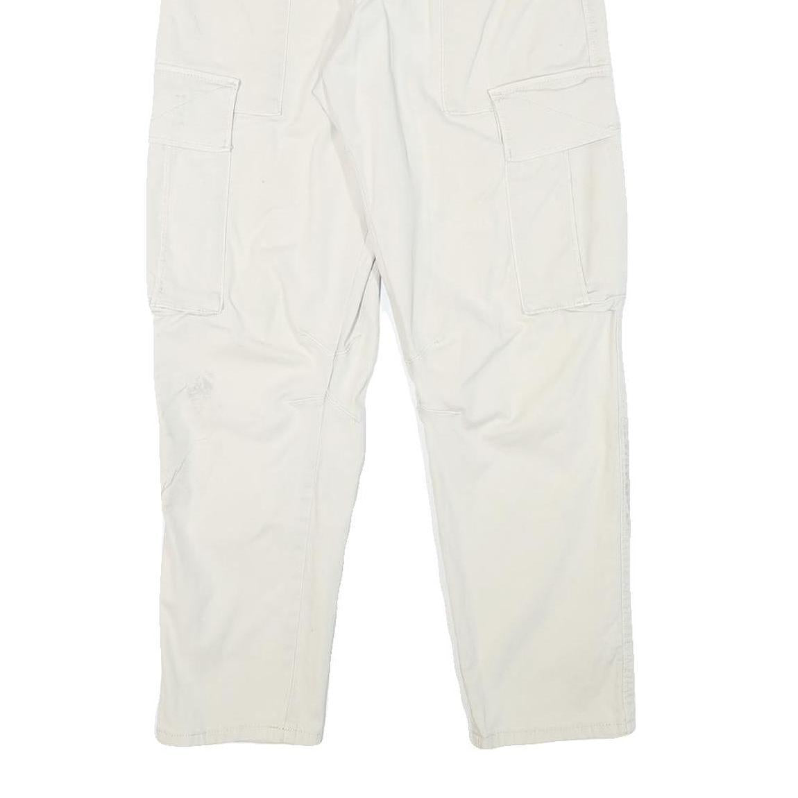 ZARA Mens Cotton Blend Beige Relaxed Cargo Trousers W30 L28 Casual Zip