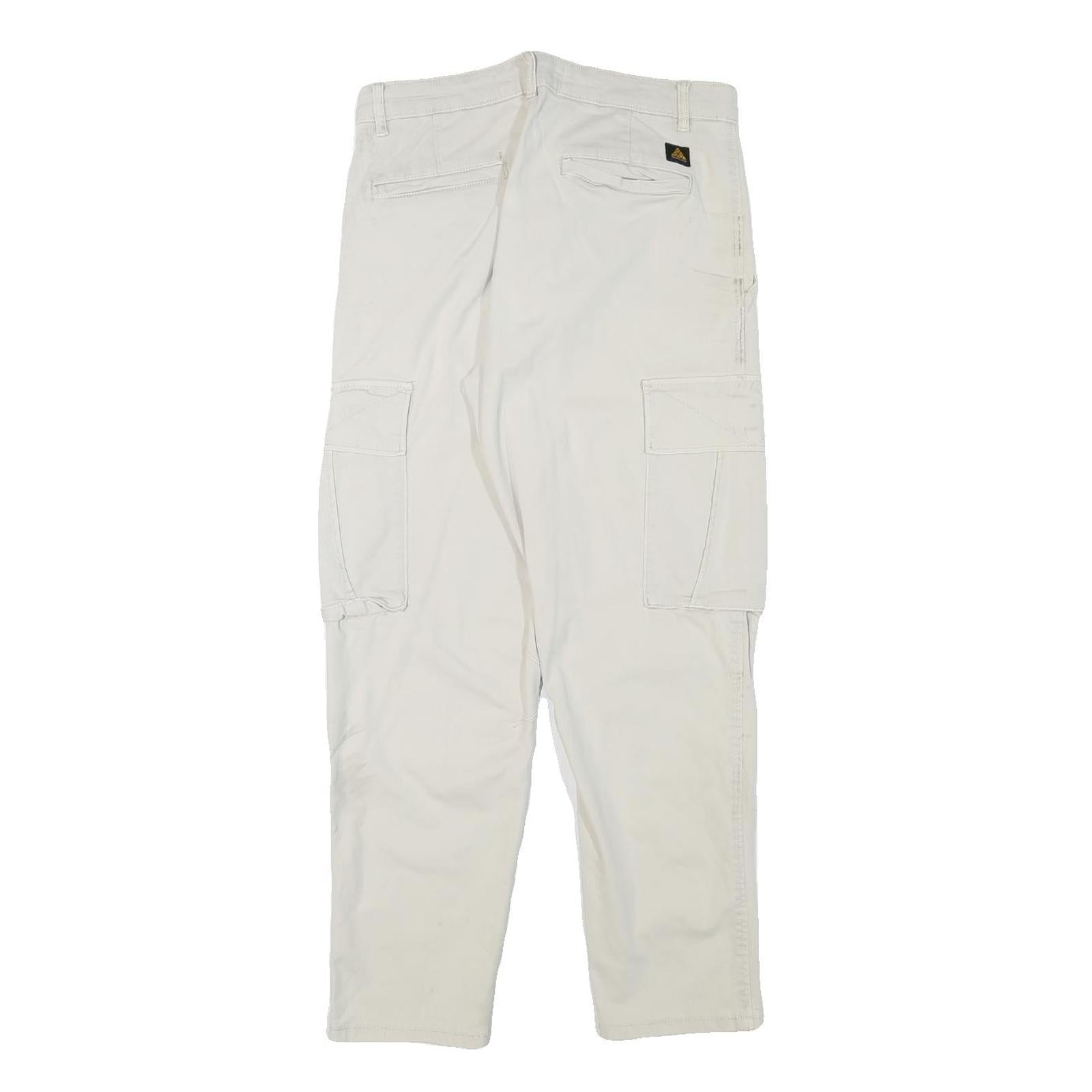 ZARA Mens Cotton Blend Beige Relaxed Cargo Trousers W30 L28 Casual Zip