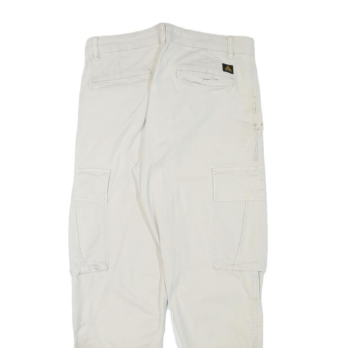 ZARA Mens Cotton Blend Beige Relaxed Cargo Trousers W30 L28 Casual Zip