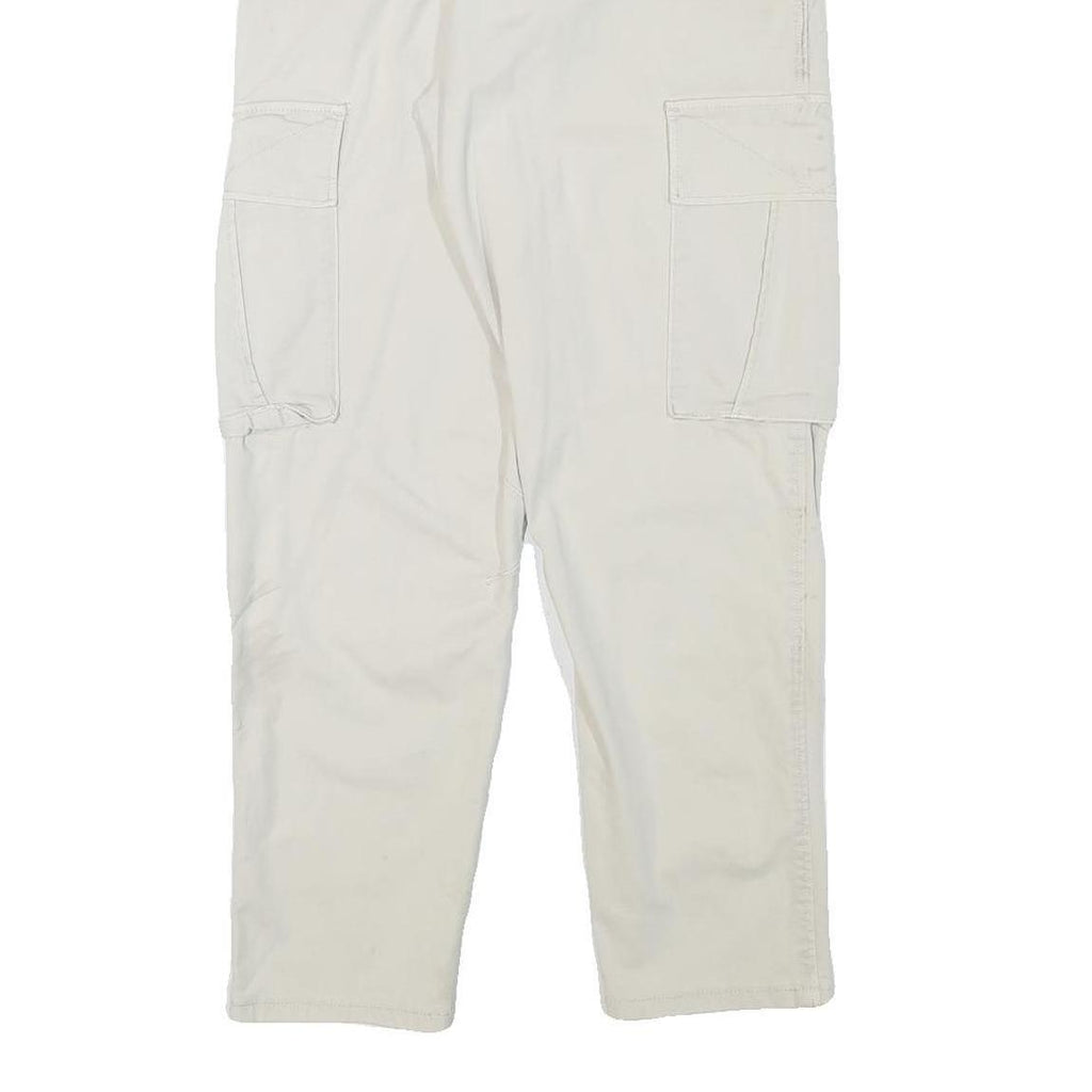 ZARA Mens Cotton Blend Beige Relaxed Cargo Trousers W30 L28 Casual Zip